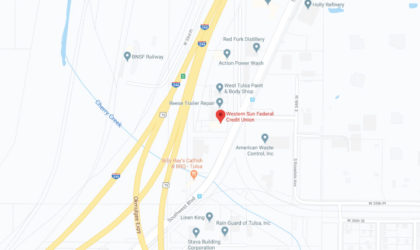 Western Sun Federal Credit Union West Tulsa Branch google map screenshot linked to full map